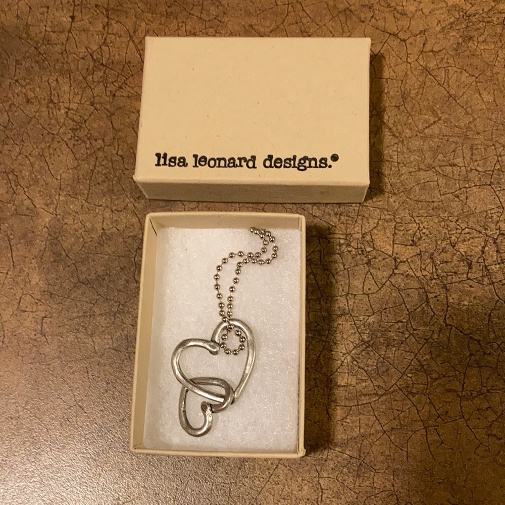 New! Lisa Leonard Connected Hearts Necklace (pewter)